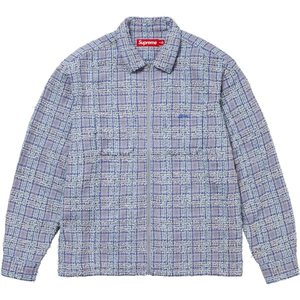 Supreme Bouclé Zip Up Shirt - Blue (front)