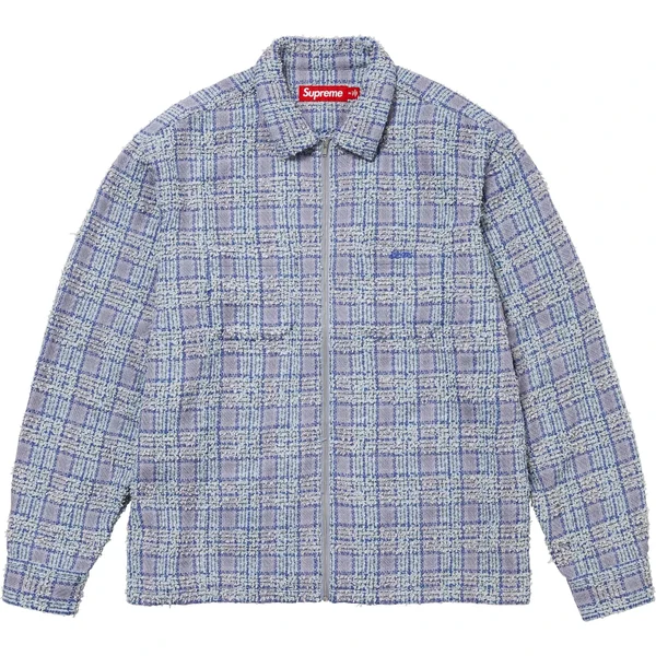 Supreme Bouclé Zip Up Shirt - Blue (front)