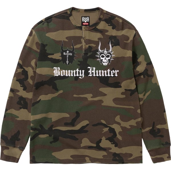 Supreme Bounty Hunter Thermal Henley L/S Top - Woodland Camo (front)