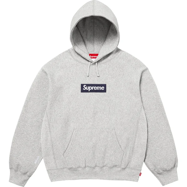 Supreme Box Logo Hooded Sweatshirt - Heather Grey (front)