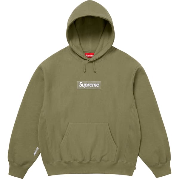 Supreme Box Logo Hooded Sweatshirt - Light Olive (front)