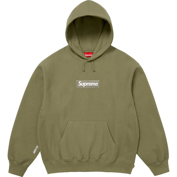 Supreme Box Logo Hooded Sweatshirt - Light Olive (front)