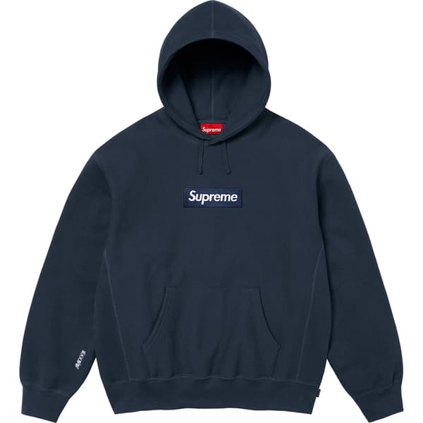 Supreme Box Logo Hooded Sweatshirt - Navy (front)