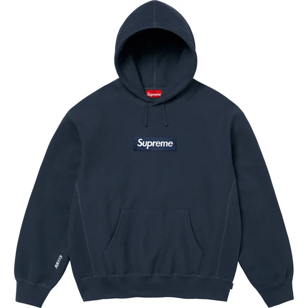 Supreme Box Logo Hooded Sweatshirt - Navy (front)