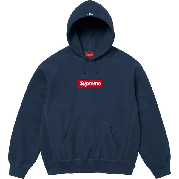 Supreme Box Logo Hooded Sweatshirt - Navy (front)