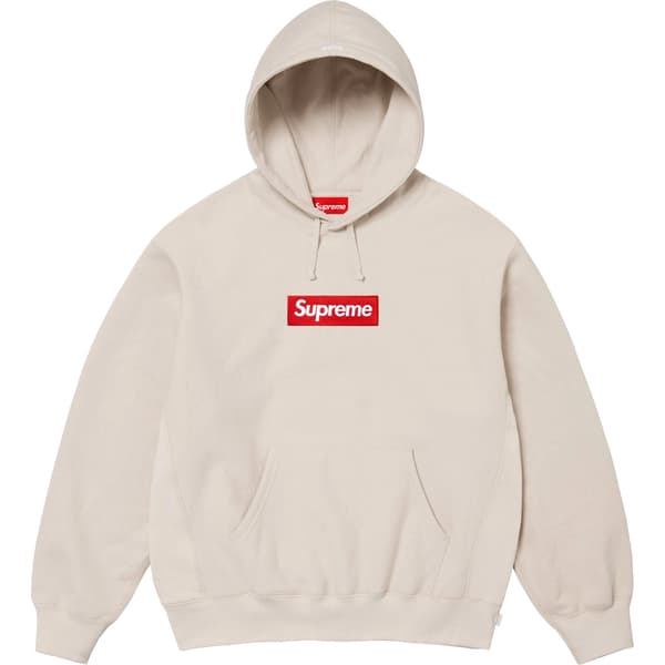 Supreme Box Logo Hooded Sweatshirt - Stone (front)