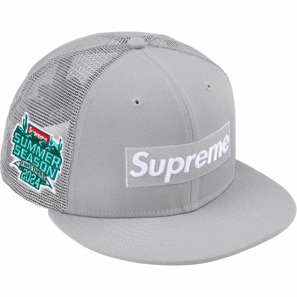 Supreme Box Logo Mesh Back New Era - Grey (front)