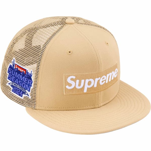 Supreme Box Logo Mesh Back New Era - Light Gold (front)