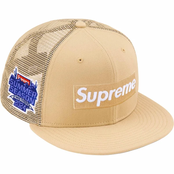 Supreme Box Logo Mesh Back New Era - Light Gold (front)
