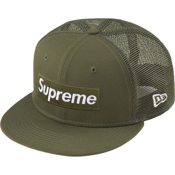Supreme Box Logo Mesh Back New Era - Olive (front)