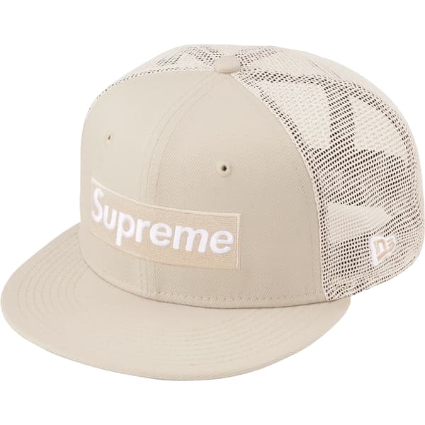 Supreme Box Logo Mesh Back New Era - Stone (front)