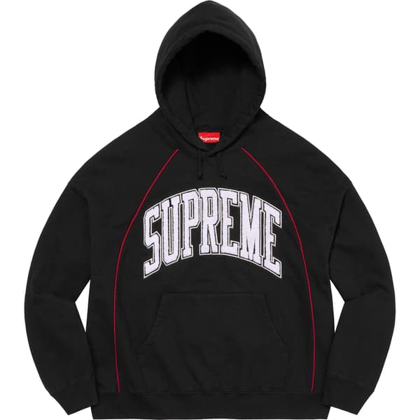 Supreme Boxy Piping Arc Hooded Sweatshirt - Black (front)