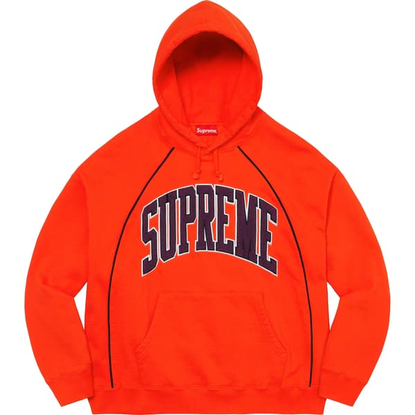 Supreme Boxy Piping Arc Hooded Sweatshirt - Bright Orange (front)