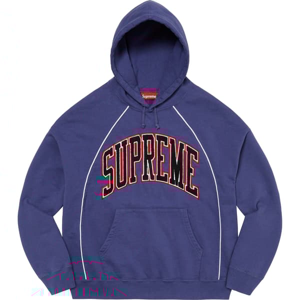 Supreme Boxy Piping Arc Hooded Sweatshirt - Washed Navy (front)