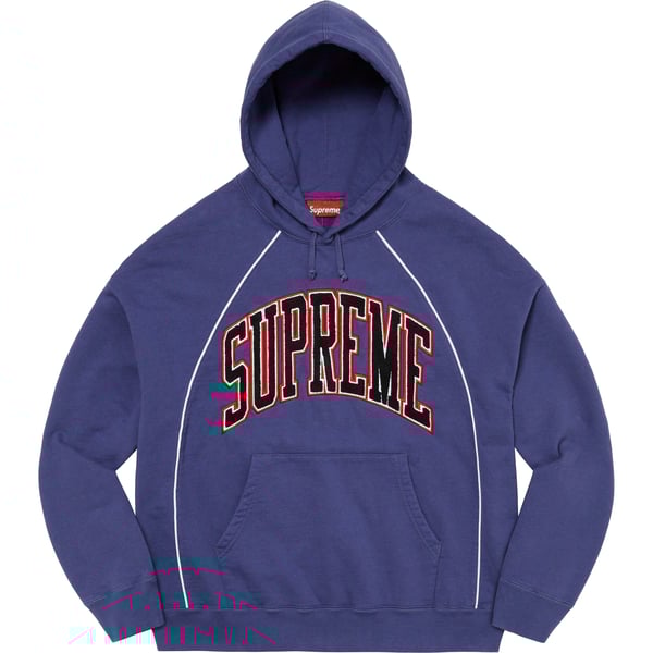 Supreme Boxy Piping Arc Hooded Sweatshirt - Washed Navy (front)