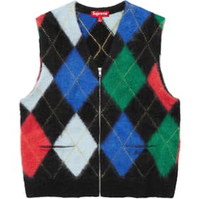 Supreme Brushed Argyle Zip Up Vest Black