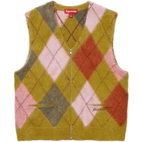 Supreme Brushed Argyle Zip Up Vest Olive