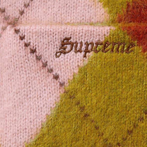 Supreme Brushed Argyle Zip Up Vest - Olive (front)