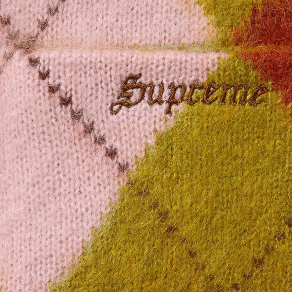 Supreme Brushed Argyle Zip Up Vest - Olive (front)