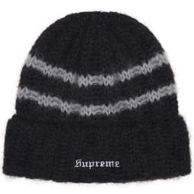 Supreme Brushed Stripe Beanie Black