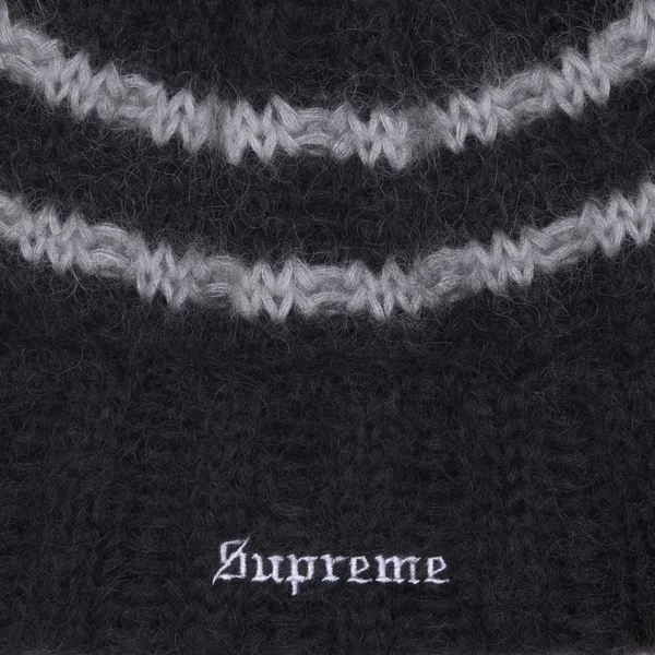 Supreme Brushed Stripe Beanie - Black (front)