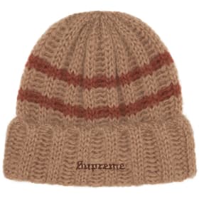 Supreme Brushed Stripe Beanie Camel