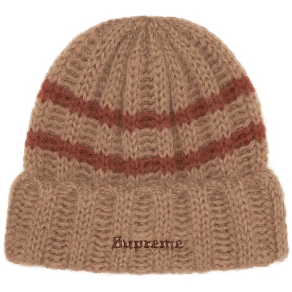 Supreme Brushed Stripe Beanie - Camel (front)