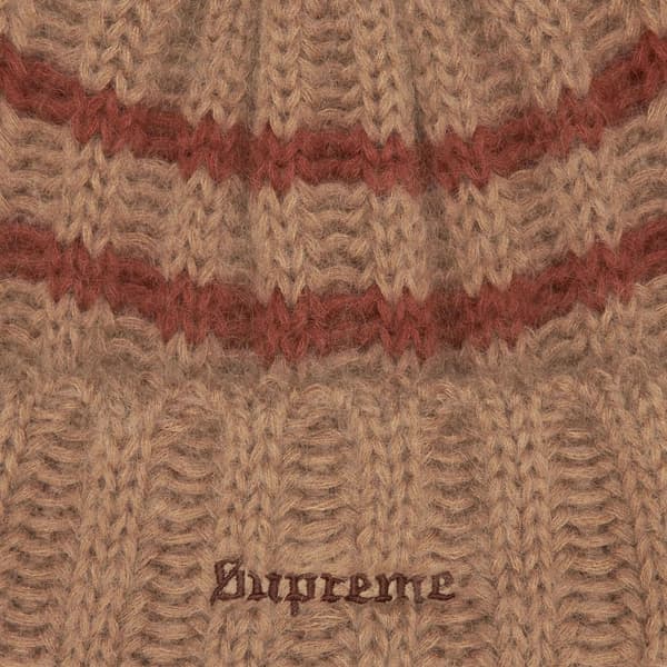Supreme Brushed Stripe Beanie - Camel (front)