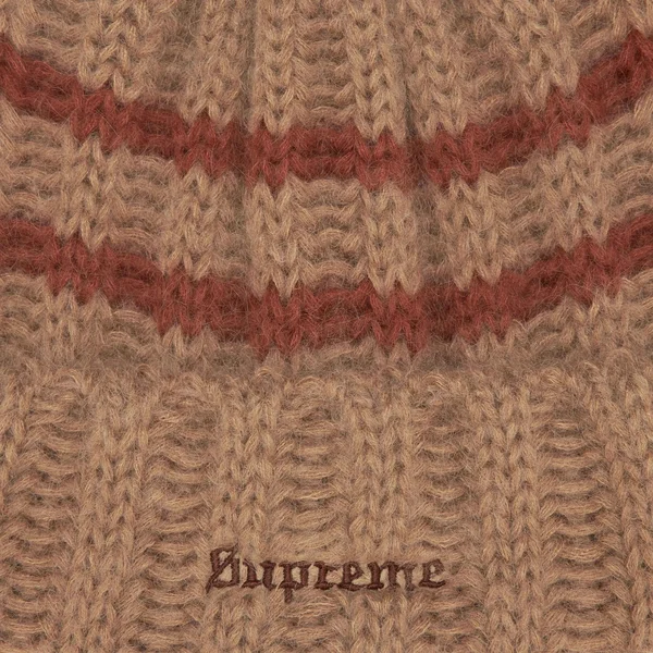 Supreme Brushed Stripe Beanie - Camel (front)