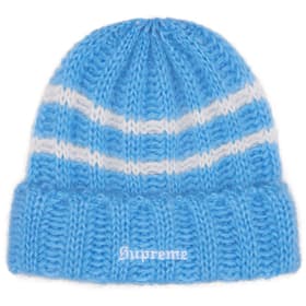 Supreme Brushed Stripe Beanie Light Blue