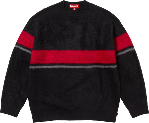 Supreme Brushed Stripe Sweater - Black (front)