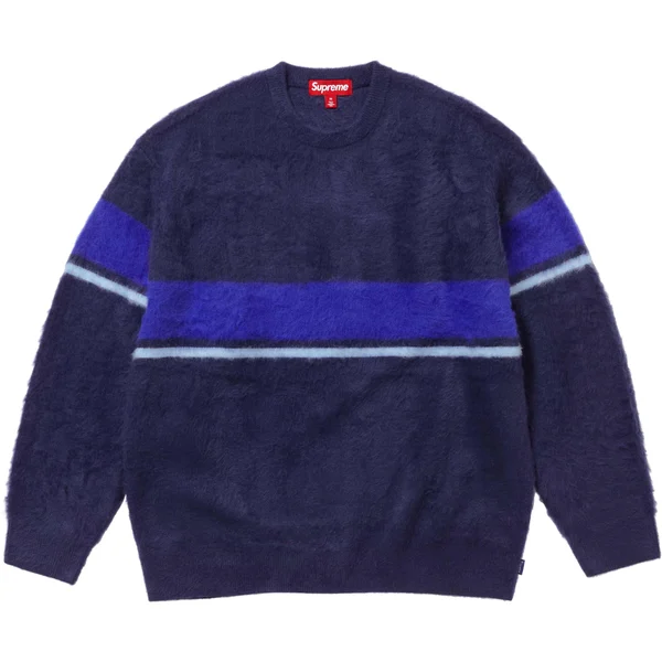 Supreme Brushed Stripe Sweater - Navy (front)