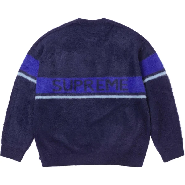 Supreme Brushed Stripe Sweater - Navy (front)
