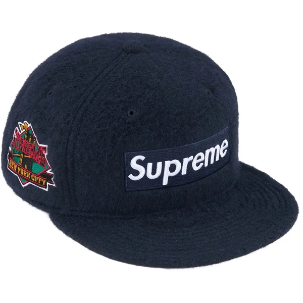 Supreme Brushed Wool Box Logo New Era - Navy (front)
