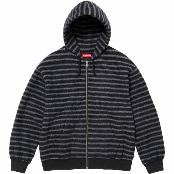 Supreme Brushed Zip Up Hooded Sweatshirt - Black (front)