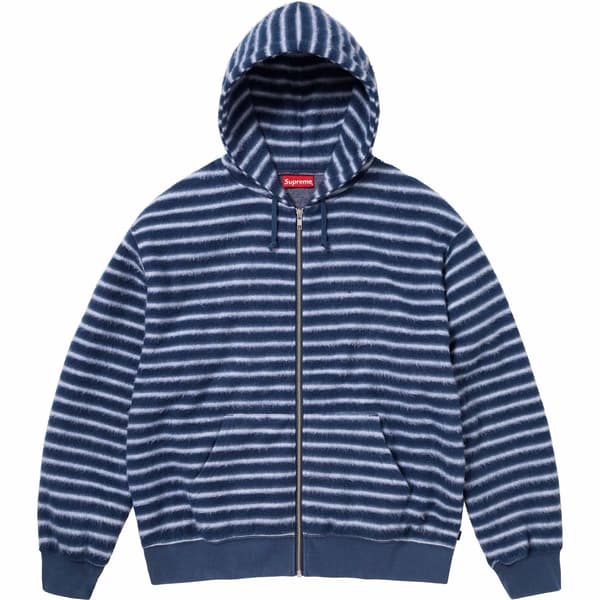 Supreme Brushed Zip Up Hooded Sweatshirt - Navy (front)