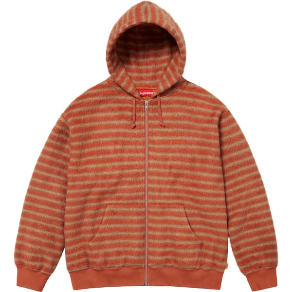 Supreme Brushed Zip Up Hooded Sweatshirt - Orange (front)