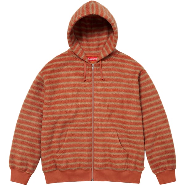 Supreme Brushed Zip Up Hooded Sweatshirt - Orange (front)