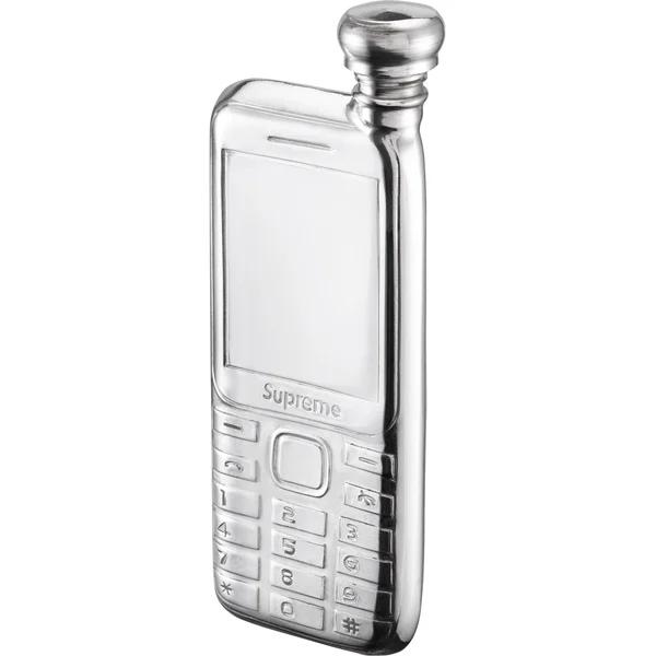 Supreme Burner Phone Pewter Flask - Silver (front)