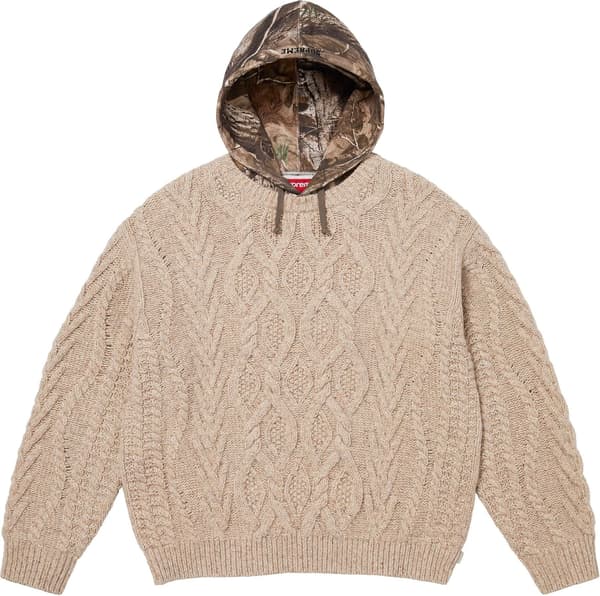 Supreme Cable Hooded Sweater - Oatmeal (front)
