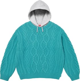 Supreme Cable Hooded Sweater Teal