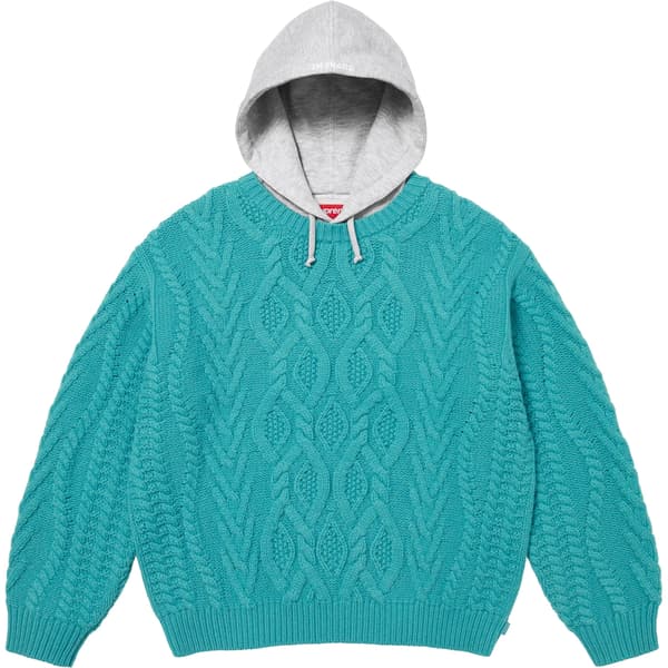 Supreme Cable Hooded Sweater - Teal (front)