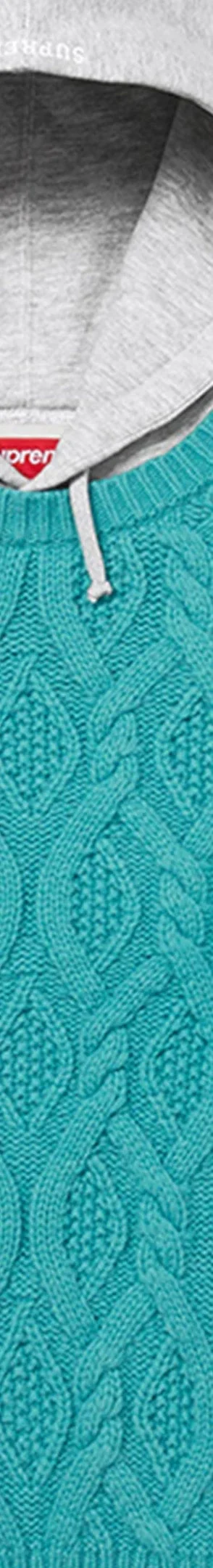 Supreme Cable Hooded Sweater - Teal (front)