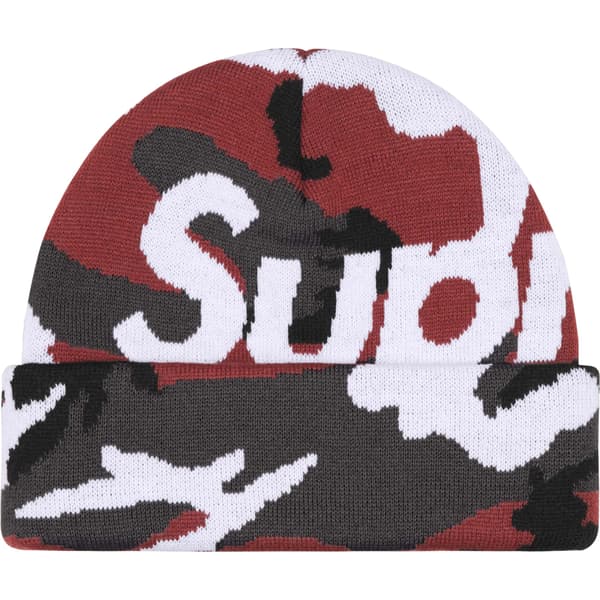 Supreme Camo Big Logo Beanie - Red Camo (front)