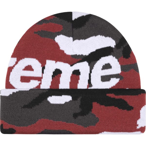 Supreme Camo Big Logo Beanie - Red Camo (front)