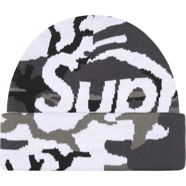 Supreme Camo Big Logo Beanie - Snow Camo (front)