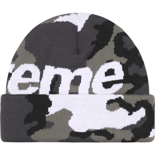 Supreme Camo Big Logo Beanie - Snow Camo (front)