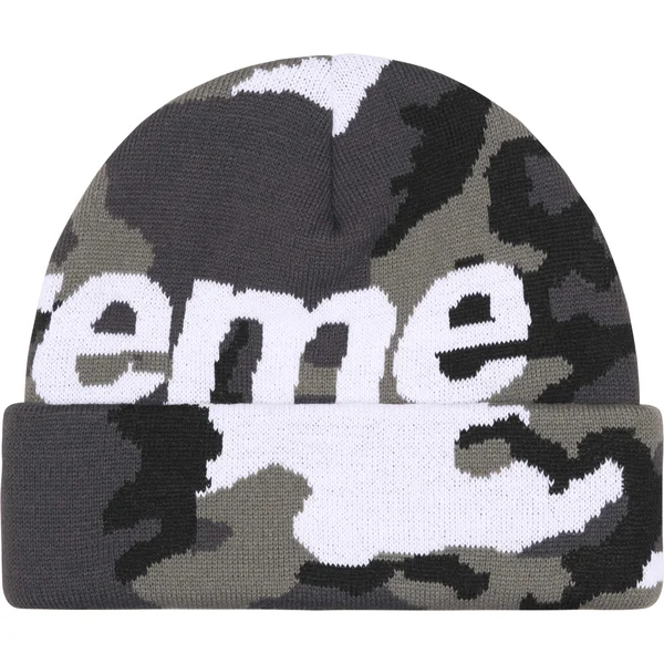 Supreme Camo Big Logo Beanie - Snow Camo (front)