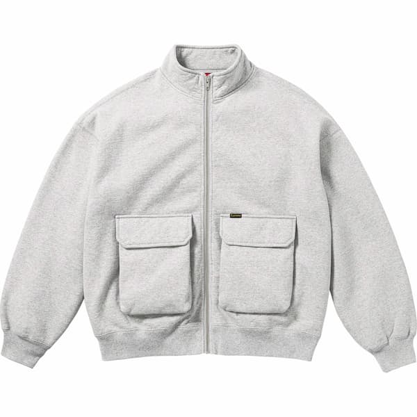 Supreme Cargo Pocket Zip Up Sweatshirt - Heather Grey (front)