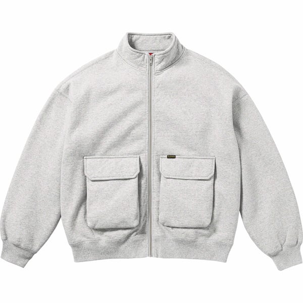 Supreme Cargo Pocket Zip Up Sweatshirt - Heather Grey (front)